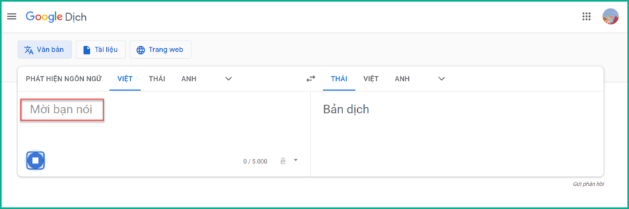 Google dich giong noi thu am tieng 