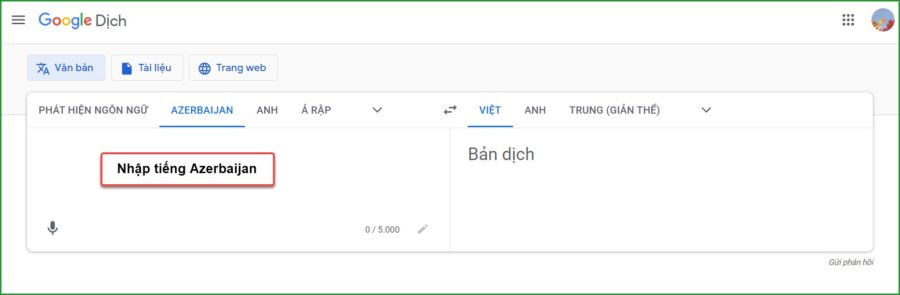 Nhap tieng Azerbaijan