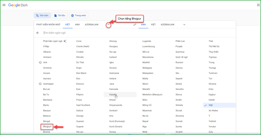 Chon tieng Bhojpur de dich 