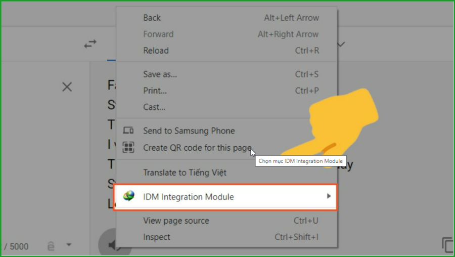 An chuot phai va chon IDM Integration Module.