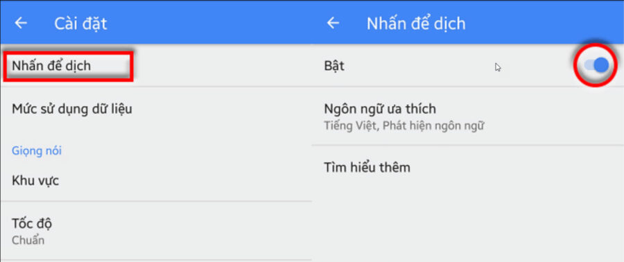 Su dung tinh nang nhan de dich tren Android