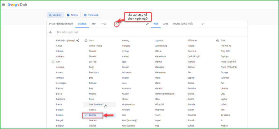 Chon tieng George de dich