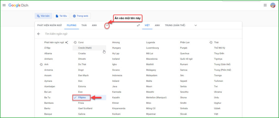 Chon tieng Filipino de dich 