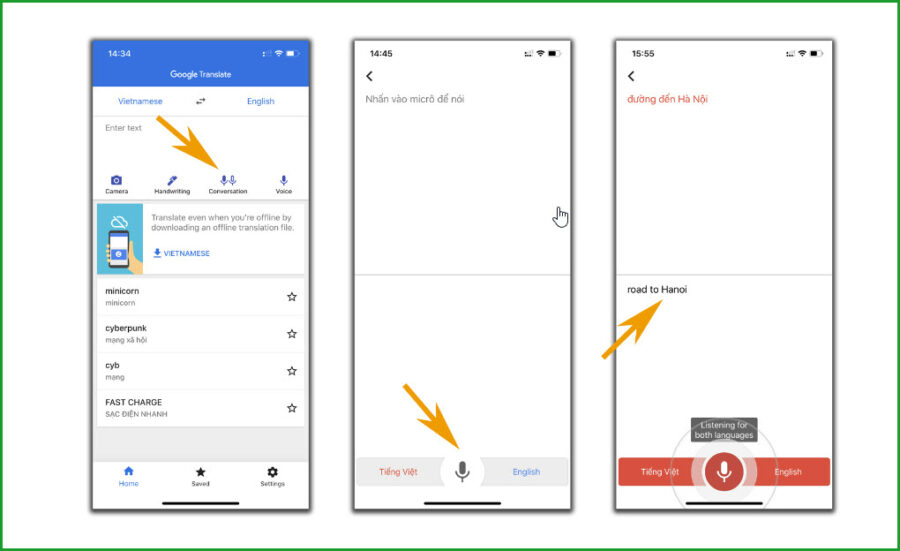 App google dich conversation mode