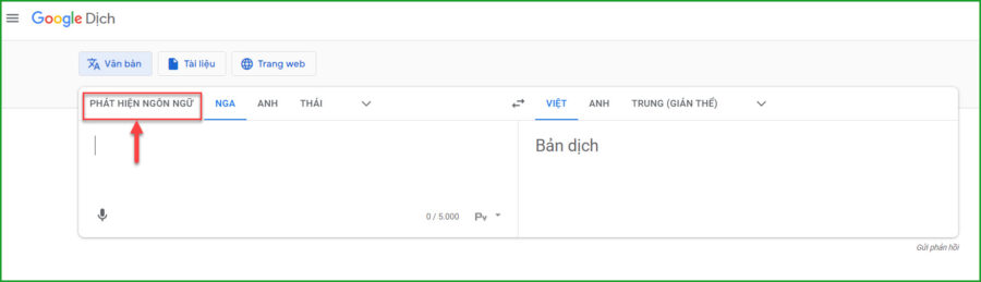 Chon "Phat hien ngon ngu" de dich tieng Nga